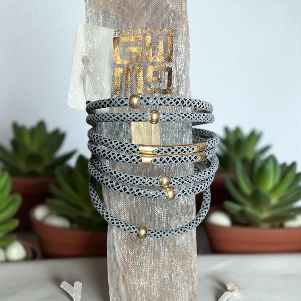 Chic Gray and Gold Bracelet Set